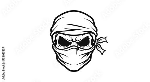Black and White Bandit Mask Illustration.