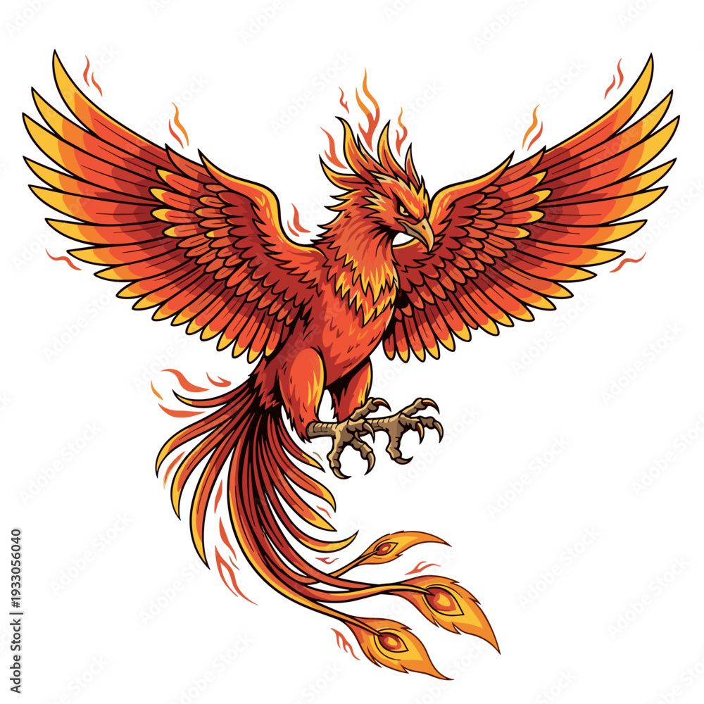 Fototapeta premium Phoenix Rising with Flames and Wings.