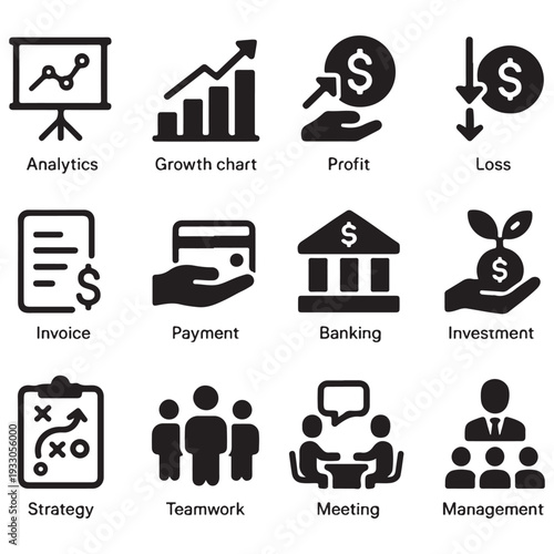 Financial Growth, Investment & Management Icons