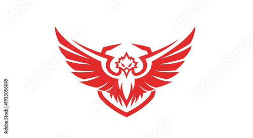 Red Winged Phoenix Logo Design Element.