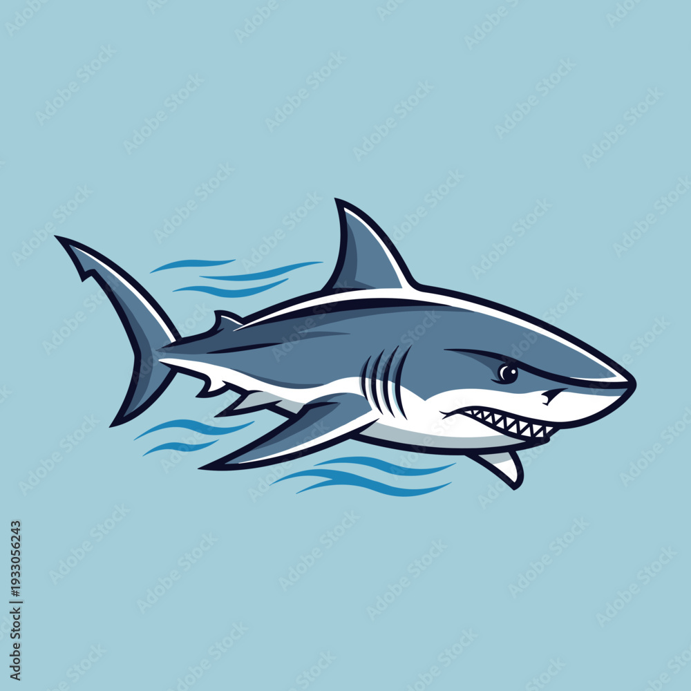 Fototapeta premium Illustration of a Great White Shark.