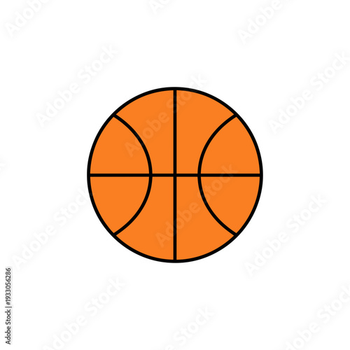 Orange Basketball with Black Lines Illustration.