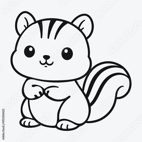 Cute cartoon squirrel with big eyes and striped tail standing on hind legs