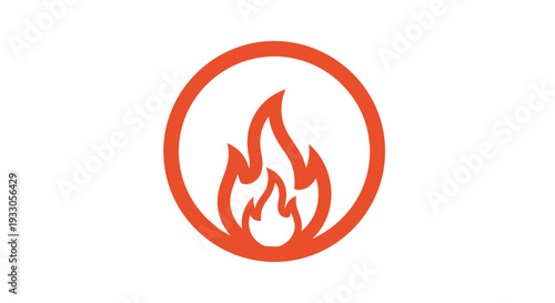 Red Flame Icon in Circle Symbol.