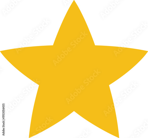 Golden five point star icon isolated on gray background, simple flat design symbol for rating, favorite, award and quality concept