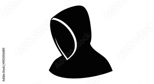 Black Hooded Figure Silhouette Headshot.