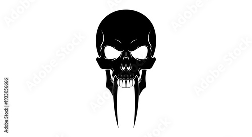 Black Skull with Menacing Expression.