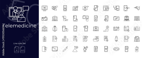Telemedicine Line Editable Icons set