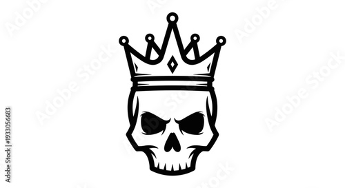 Crowned Skull Illustration with Menacing Expression.