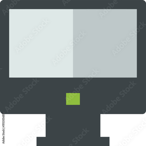Modern flat screen desktop computer monitor with minimalist design and green power indicator light on a dark background