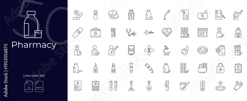 Pharmacy Line Editable Icons set