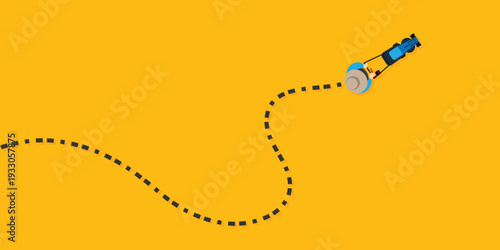 Simple flat lawn mower line presentation background. Copy space and negative space