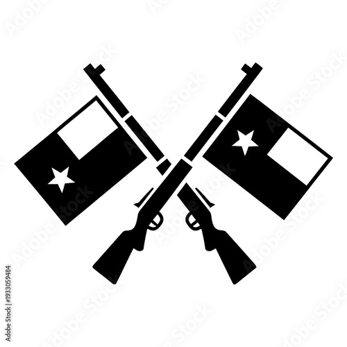 Crossed rifles with Texas lone star flags silhouette graphic icon