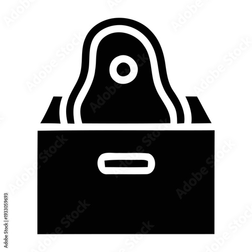 Meat steak in a delivery box icon for food service and donation concepts