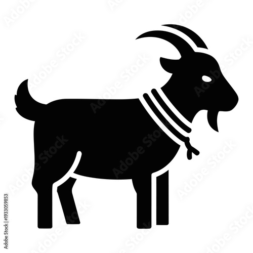 Goat silhouette icon standing in profile view as a minimalist graphic element