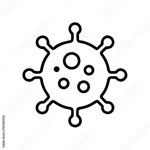 Stylized illustration of a virus particle with a circular outline and internal dots isolated on white background, Vector