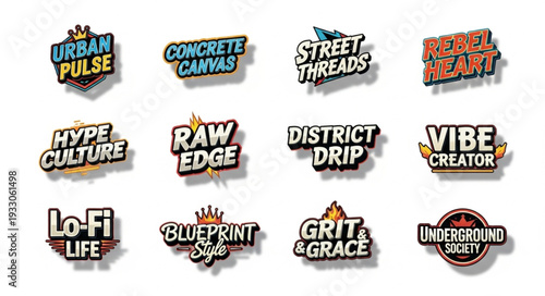 Urban Streetwear Logos and Designs for Modern Fashion.