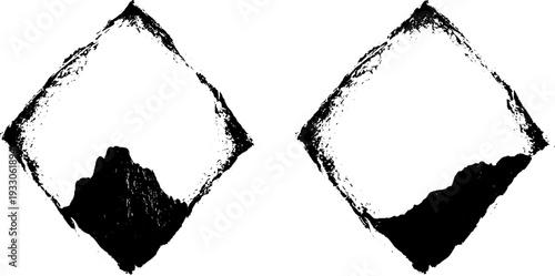 Abstract layered diamond frames in high contrast black and white silhouette