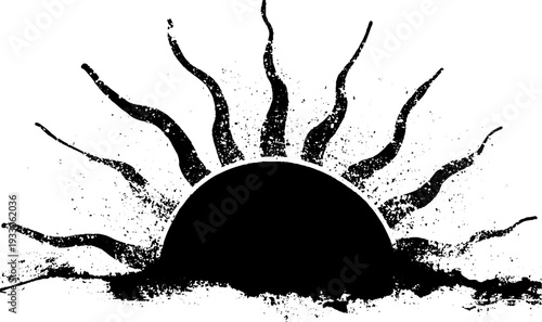 Abstract radial octagon burst with high contrast black and white design for posters