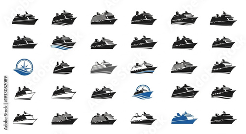 Collection of various boat silhouettes, perfect for nautical designs and themes.