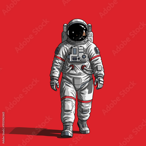 Astronaut in White Space Suit Standing.