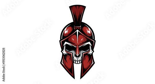 Red Spartan Helmet with Skull Design.