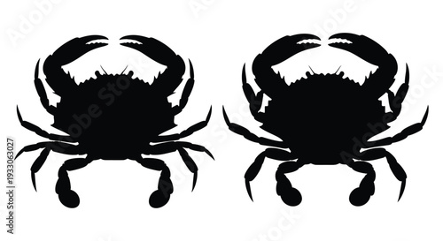 Two black crab silhouettes facing each other minimalist design silhouette