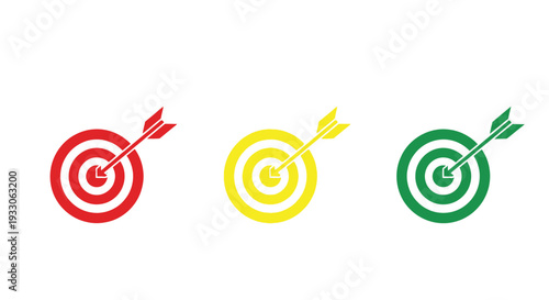 Three colorful target icons with arrows a striking silhouette