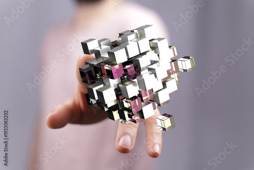 An abstract hand holding a ...
