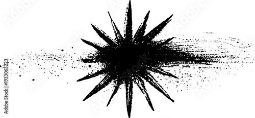 Geometric starburst frame design in high contrast black and white ink