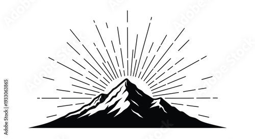 Mountain range with radiating lines forming a striking graphic silhouette