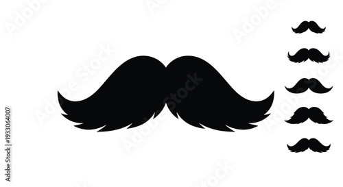 Collection of black mustache shapes presented as a striking silhouette