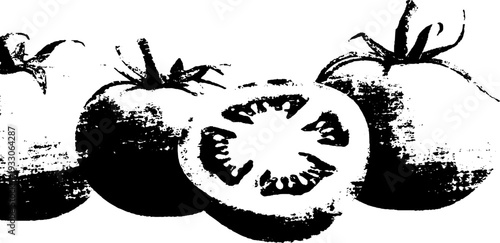Abstract high contrast stencil style tomato cross section design for art and decor