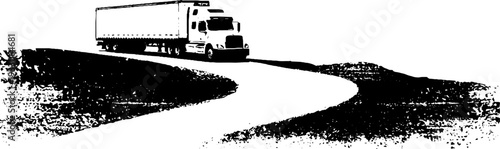 Abstract truck route icon in stencil style for logistics design