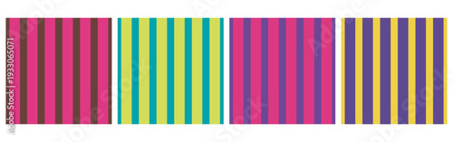 Stripes seamless pattern set of 4. Vertical stripes background. Geometric pattern with vintage stripes. Vector illustration. Surface design, fabric printing, gift wrap.