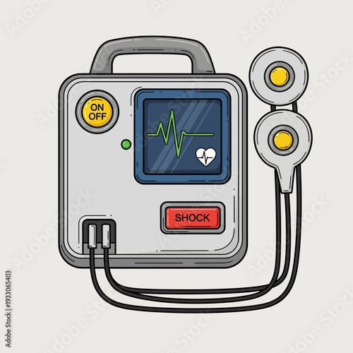 Defibrillator Machine with ECG Display and Shock Button - Medical Emergency Equipment