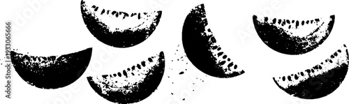 High contrast watermelon seed pattern in stencil style for retro design