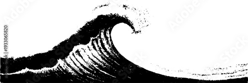 Dynamic wave break in high contrast stencil style for artistic and design creations