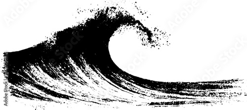 Abstract wave crest spray with a stencil style - high contrast design for creative art projects