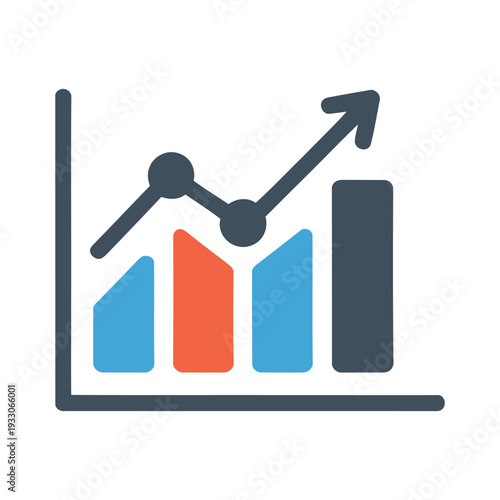 Increasing business growth chart with upward trend arrow