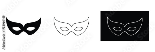 Mysterious masquerade masks in black and white for theatrical or festive designs