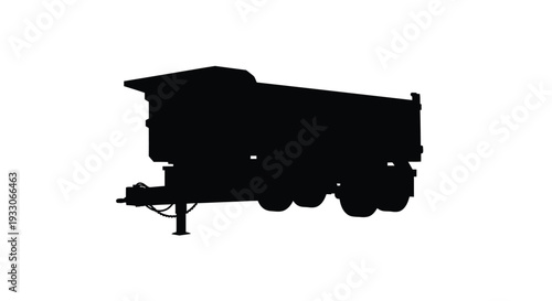 Detailed side view of a dump truck in black silhouette