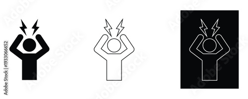 Stunning icons of people with lightning ideas for creative projects and presentations