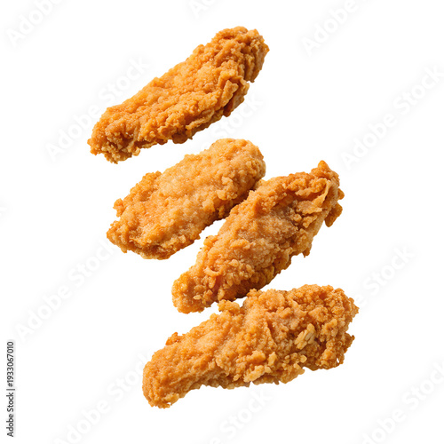 Crispy golden fried chicken strips on a transparent background generator ai