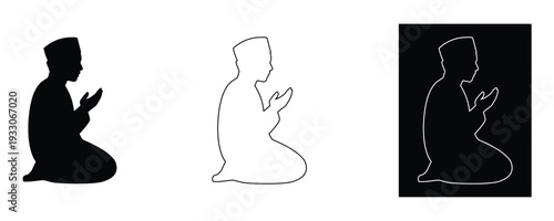 Man in prayer silhouette with hands clasped in devotion