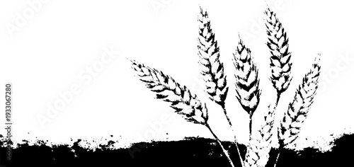 Abstract wheat awns stencil design in high contrast
