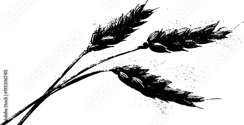 Abstract wheat sheaf tie in high contrast stencil style for retro design and decoration