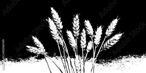 Abstract wheat sheaf in high contrast stencil style for rustic design print
