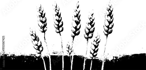Abstract high-contrast wheat sheaf stencil design for grunge-inspired art and decor