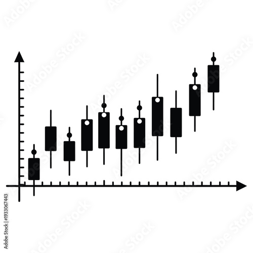 Candlestick chart with upward trend on showing stock market or financial data analysis